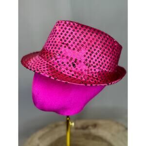 🎩 Electric Mammoth LED Light-Up Flashing Fedora Hat - Pink Sequins 🎩